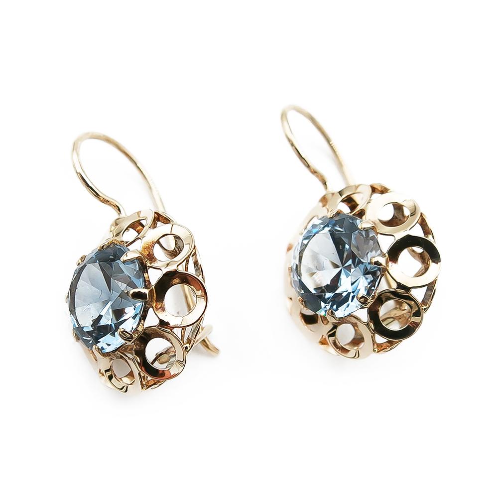 Kultaiset korvakorut, sininen kivi v.79 #0