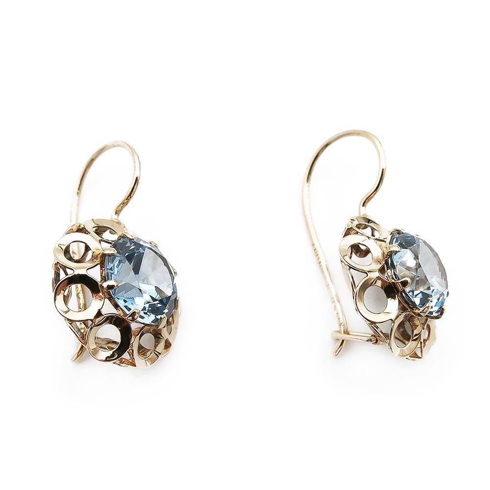 Kultaiset korvakorut, sininen kivi v.79 #1