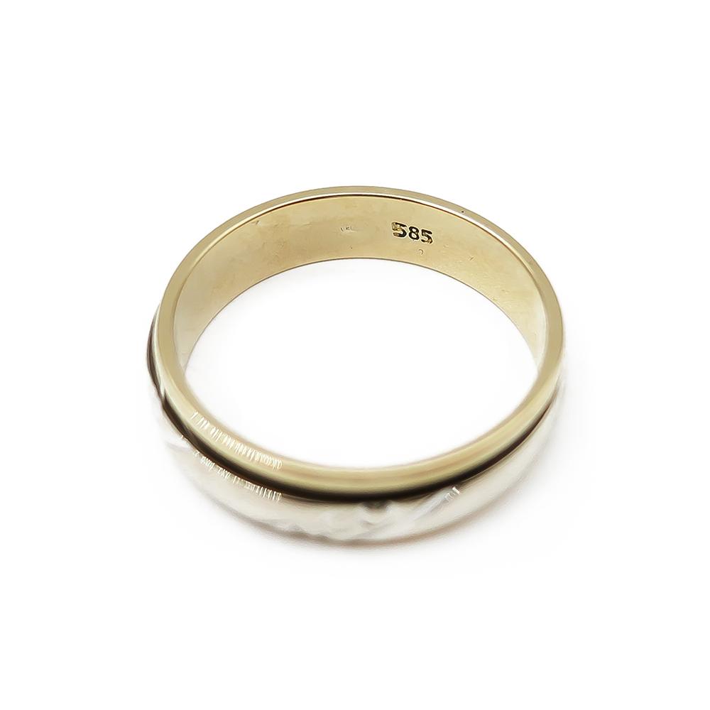 Valko/keltakultainen pyörivä sormus koko 18,5 lev5mm. #1