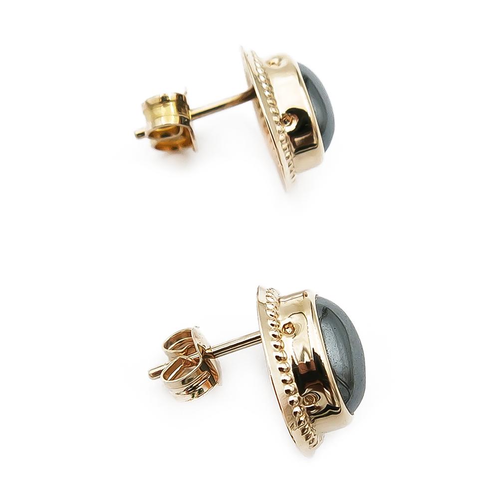 Kultaiset korvakorut, hematiitti #2