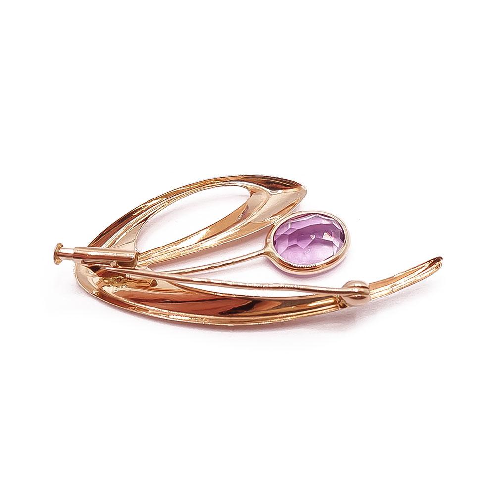 Kultainen lilakivinen rintaneula v.-60 #1