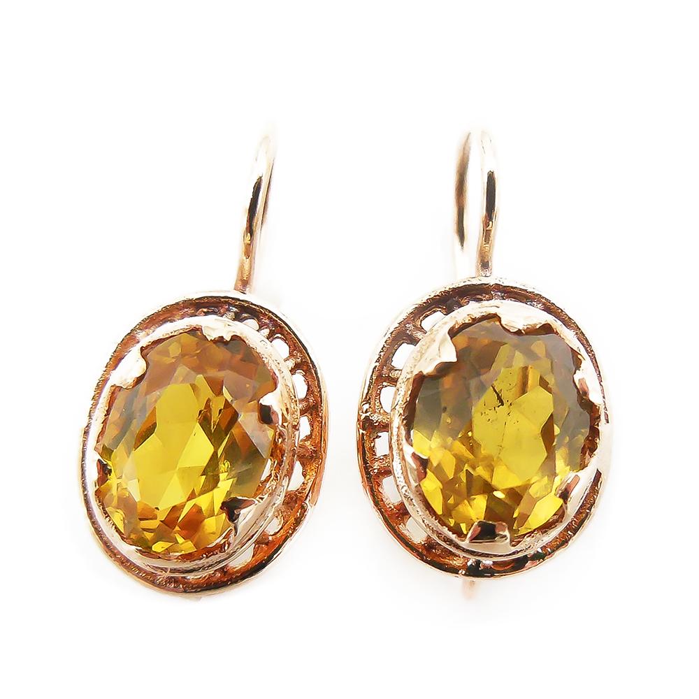 Kultaiset koukkukorvakorut, keltaiset kivet #0