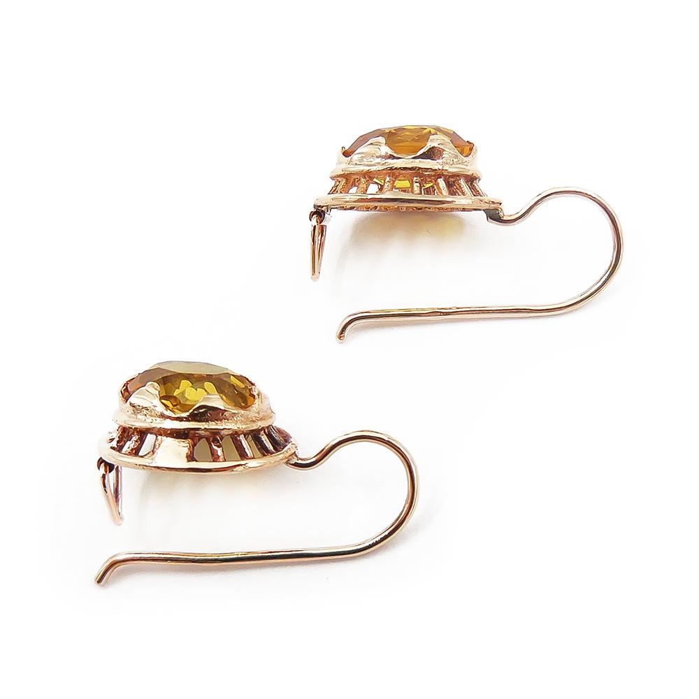 Kultaiset koukkukorvakorut, keltaiset kivet #4