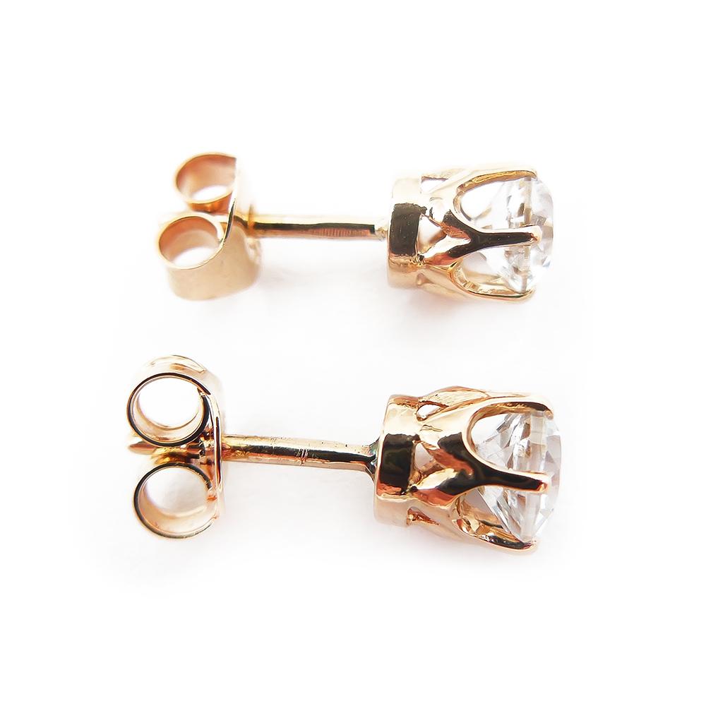 Kultaiset korvanapit,kirkkaat kivet, 5mm #2