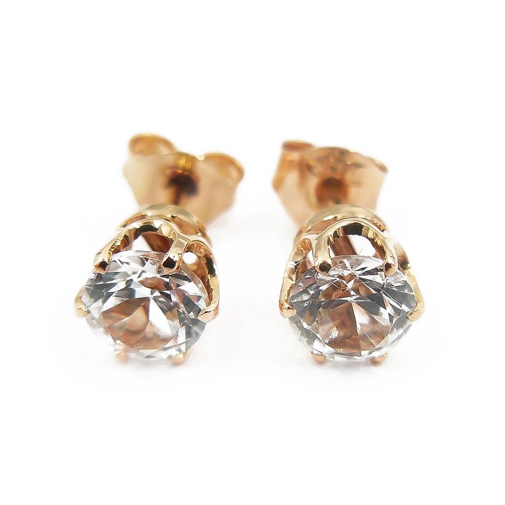 Kultaiset korvanapit,kirkkaat kivet, 5mm #0