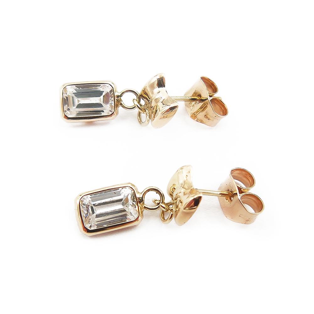 Kultaiset korvakorut,rusetti+kirkas kivi #2