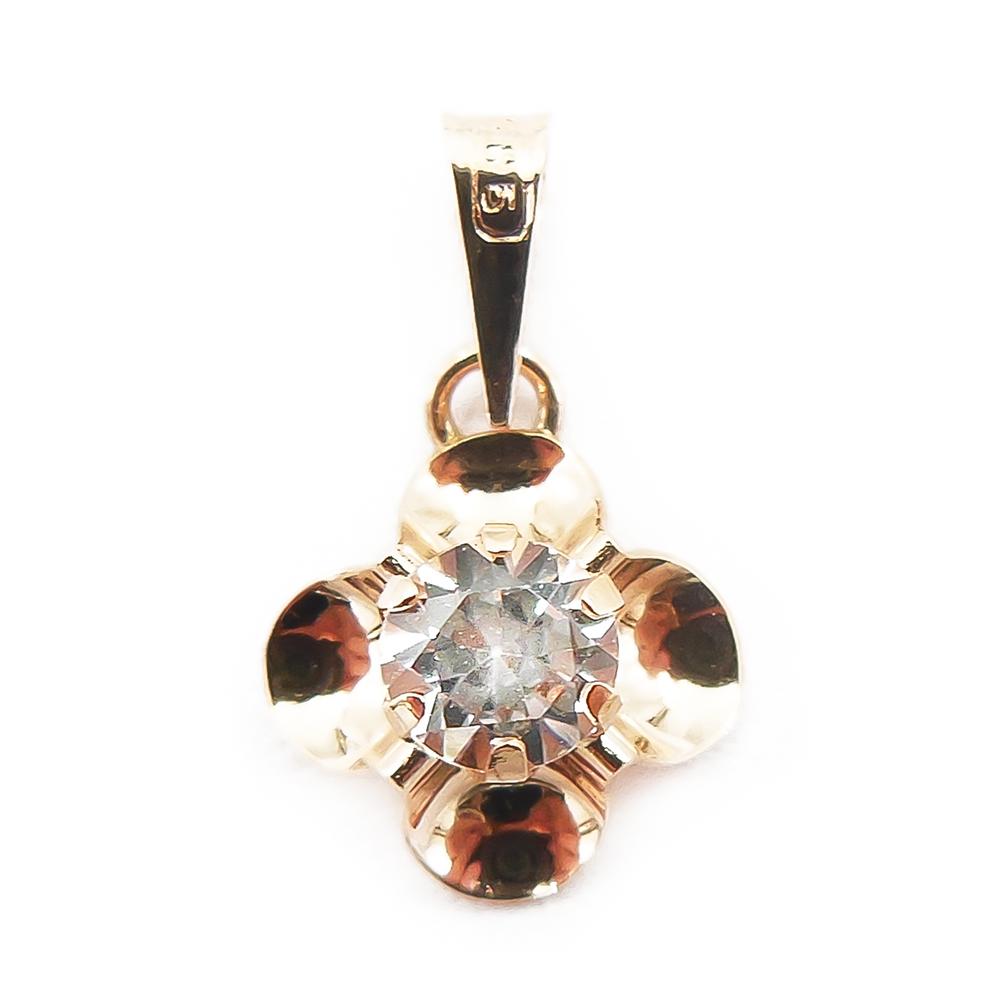 Kultainen riipus, kukka, kirkas kivi #0