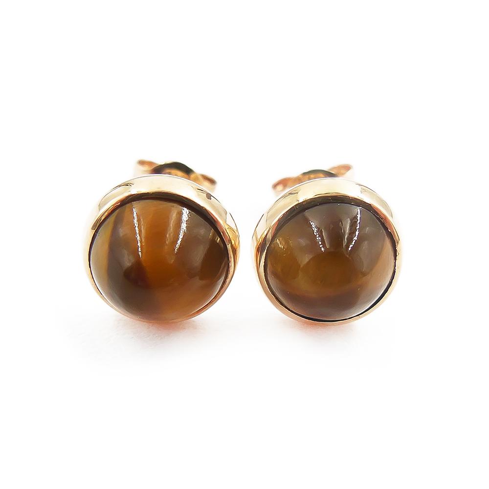 Kultaiset korvanapit,tiikerinsilmä kivi #0