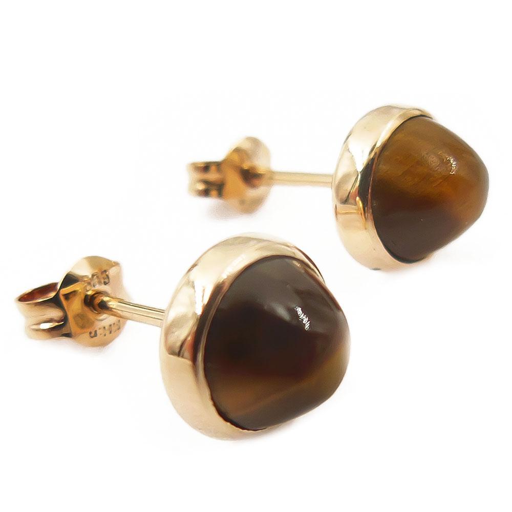 Kultaiset korvanapit,tiikerinsilmä kivi #1