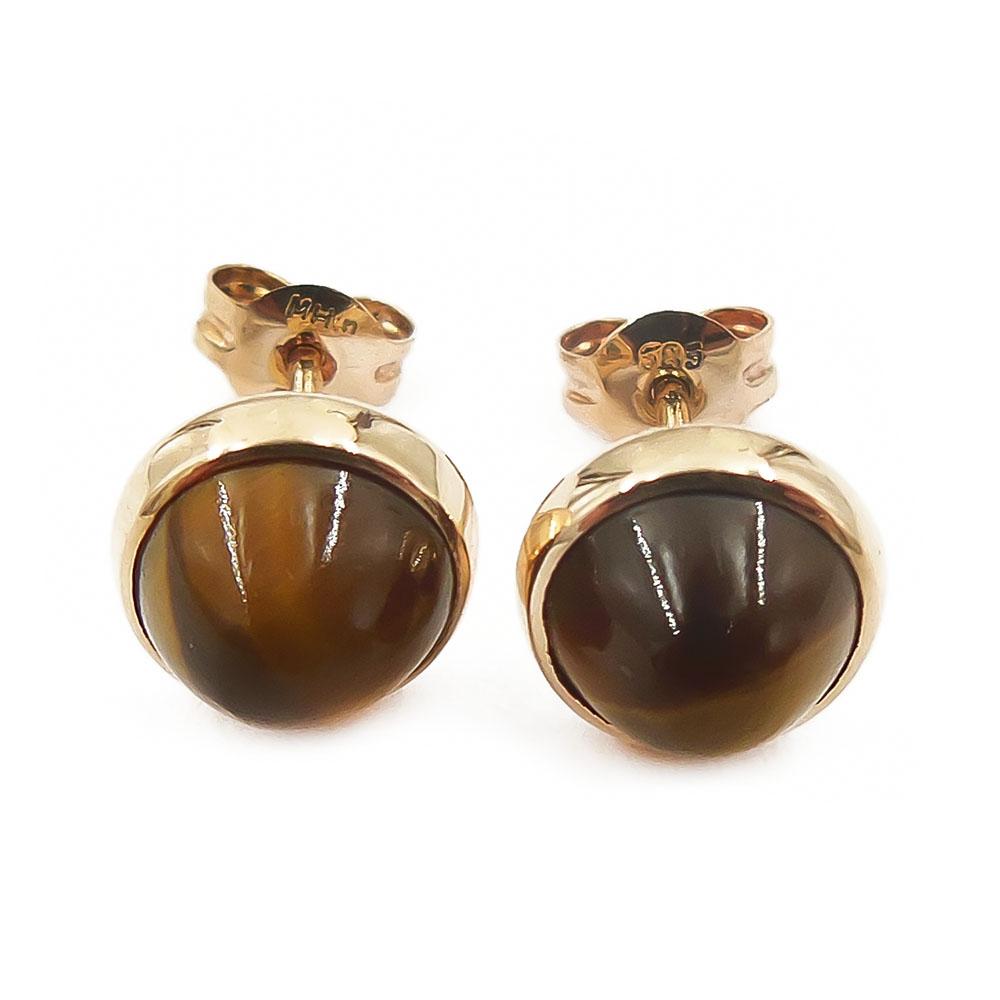 Kultaiset korvanapit,tiikerinsilmä kivi #2