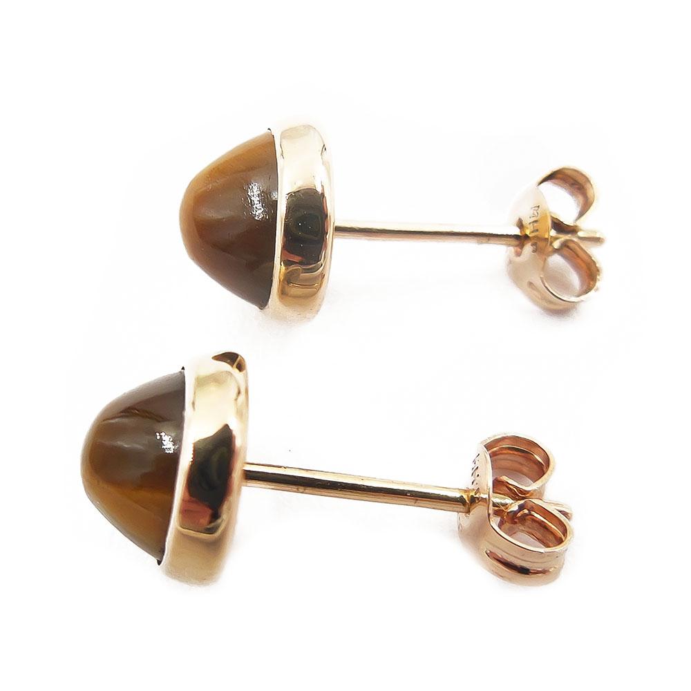 Kultaiset korvanapit,tiikerinsilmä kivi #3