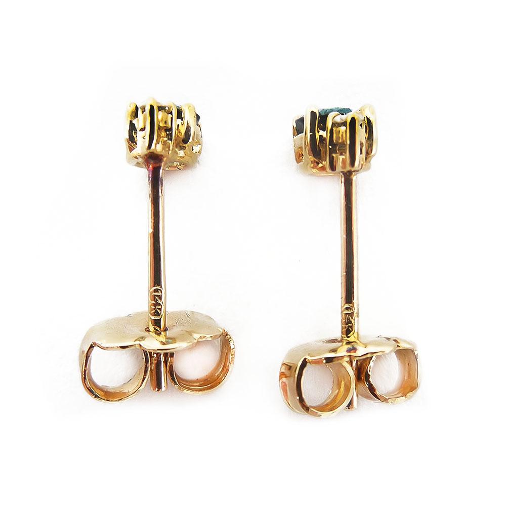 Kultaiset korvakorut, safiirit+timantit yht.0,01ct #2