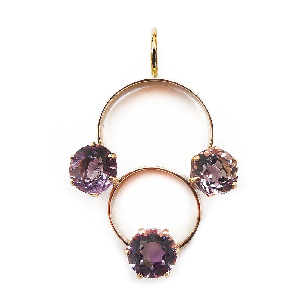 Kultainen riipus, lilat kivet #0