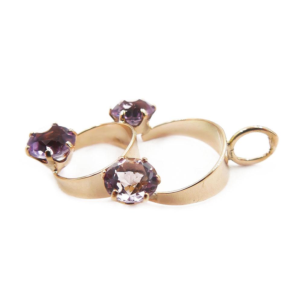 Kultainen riipus, lilat kivet #3