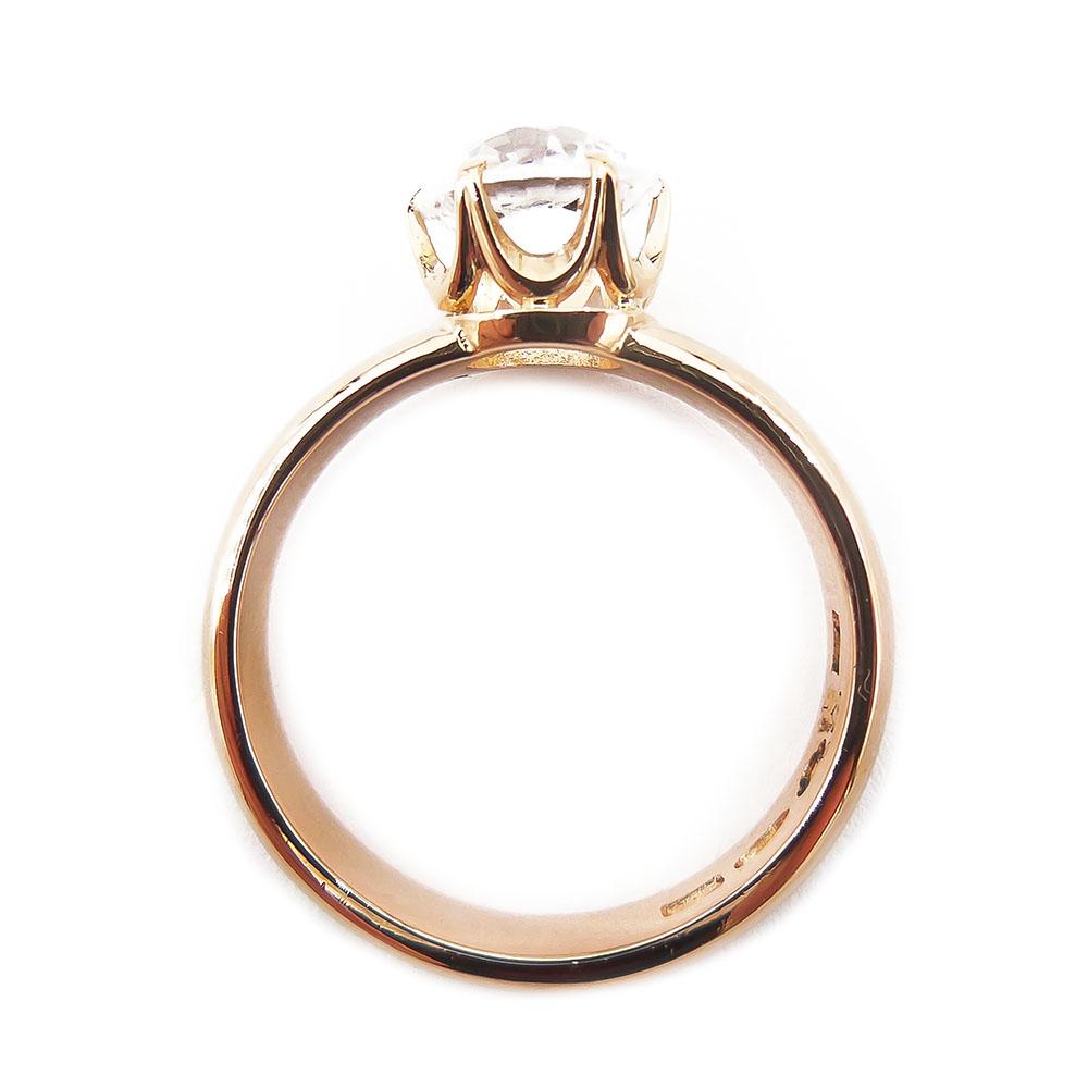 18K Kultasormus kirkkaalla kivellä 19mm #1