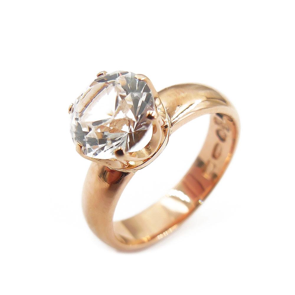 18K Kultasormus kirkkaalla kivellä 19mm #0