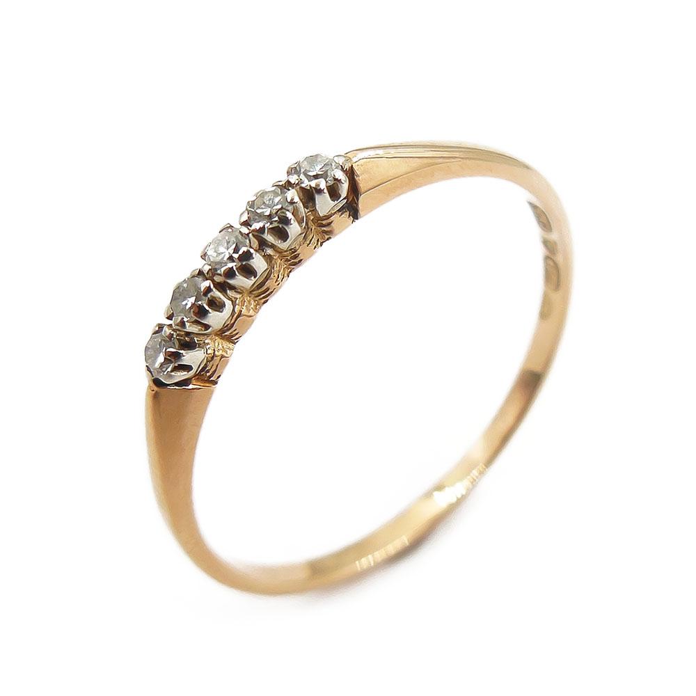 18K Kultainen timanttisormus,19mm, Tim.5x0,01ct #0