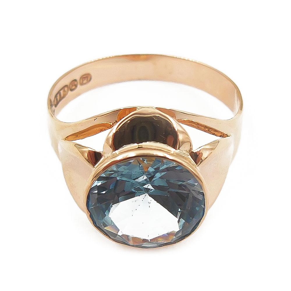 Kultainen sormus,19mm sininen kivi #1