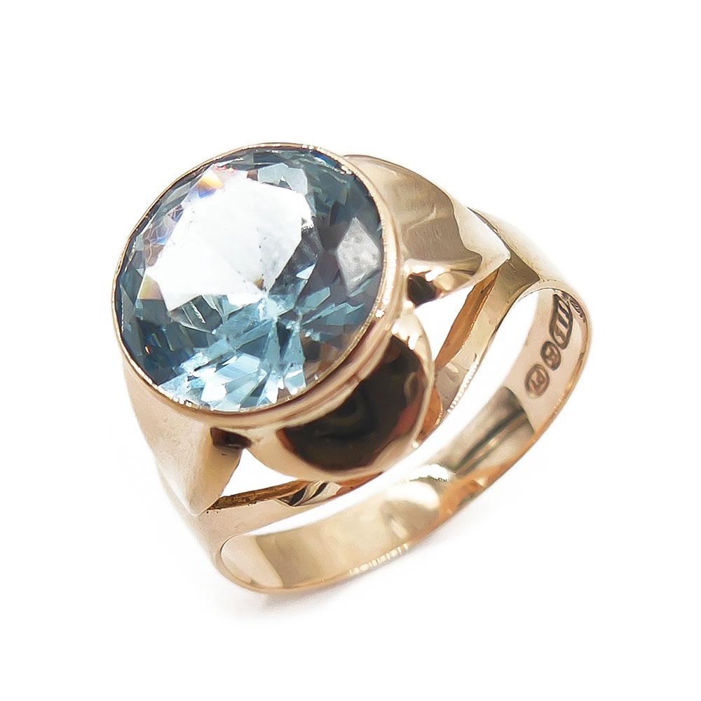 Kultainen sormus,19mm sininen kivi #0