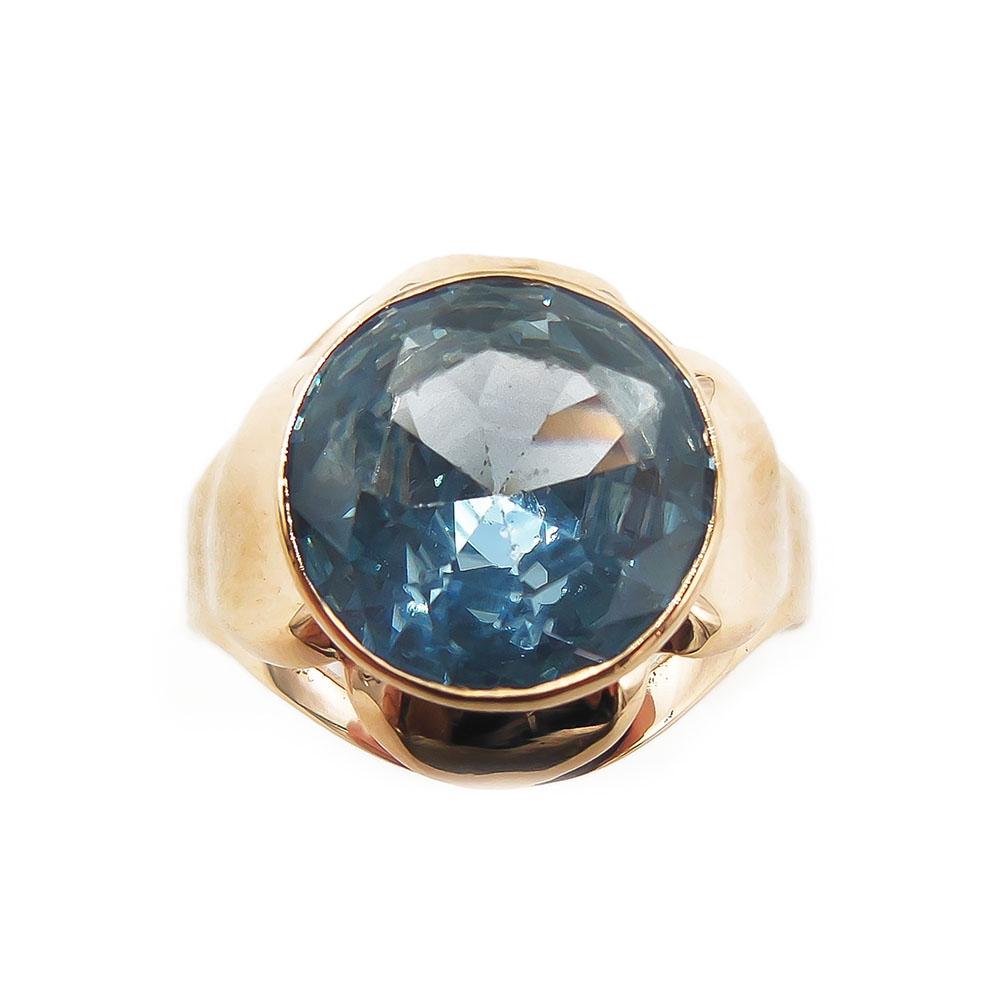 Kultainen sormus,19mm sininen kivi #2