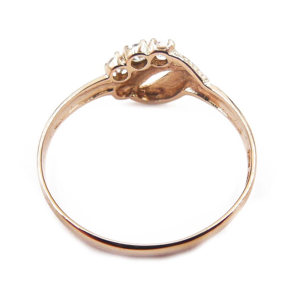 Kultainen sormus,19,25mm, kolme kirkasta kiveä lehtikuvio #3