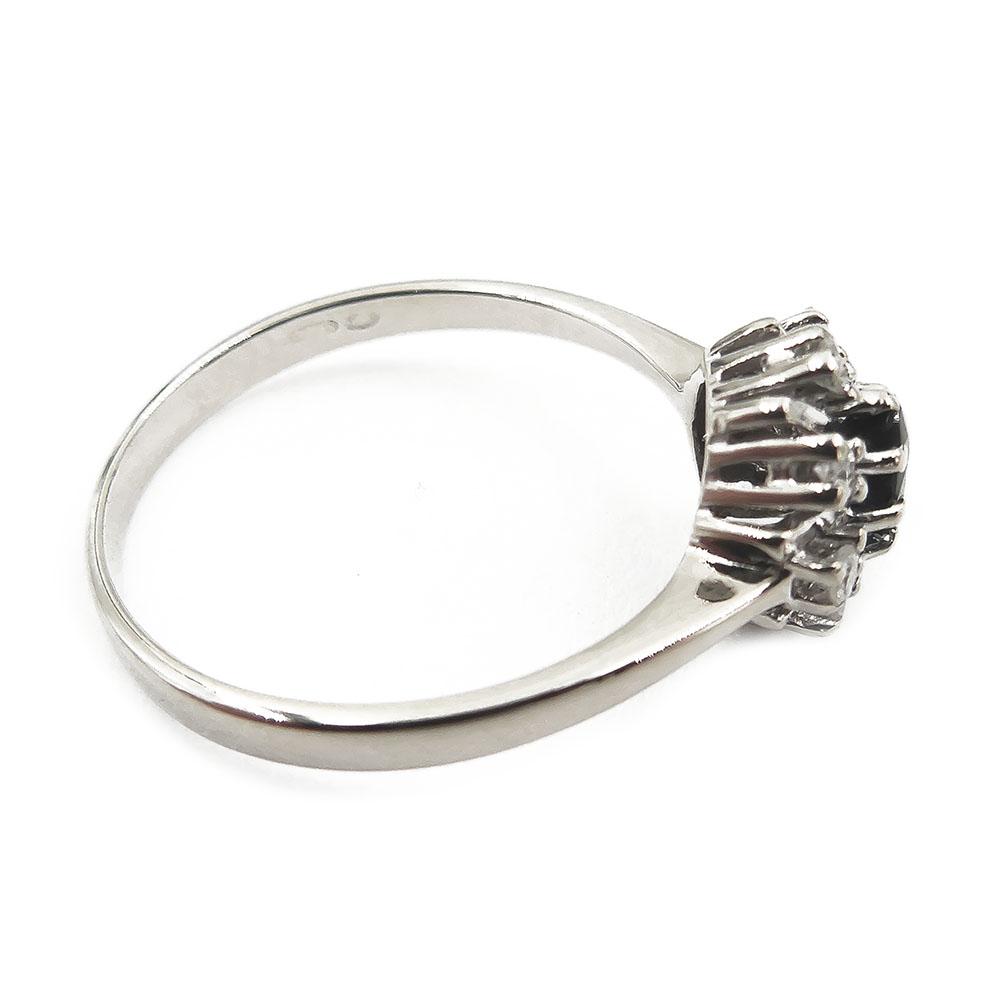 Valkokultainen Diana sormus, 18mm, sinisafiiri+8x0,01ct #5