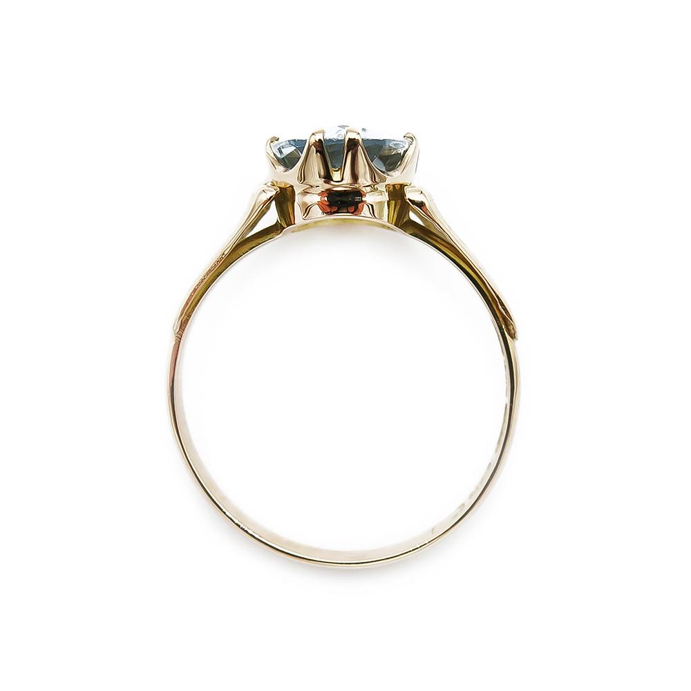 Kultainen sormus sininen kivi 18,0mm v.-59 #2