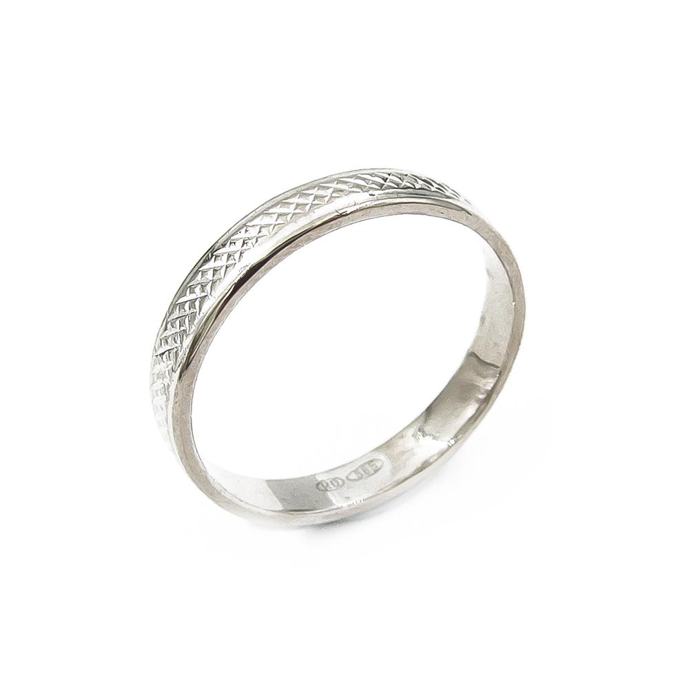 Valkokultainen timanttileikattu sormus halk.15.5mm lev.3mm #0