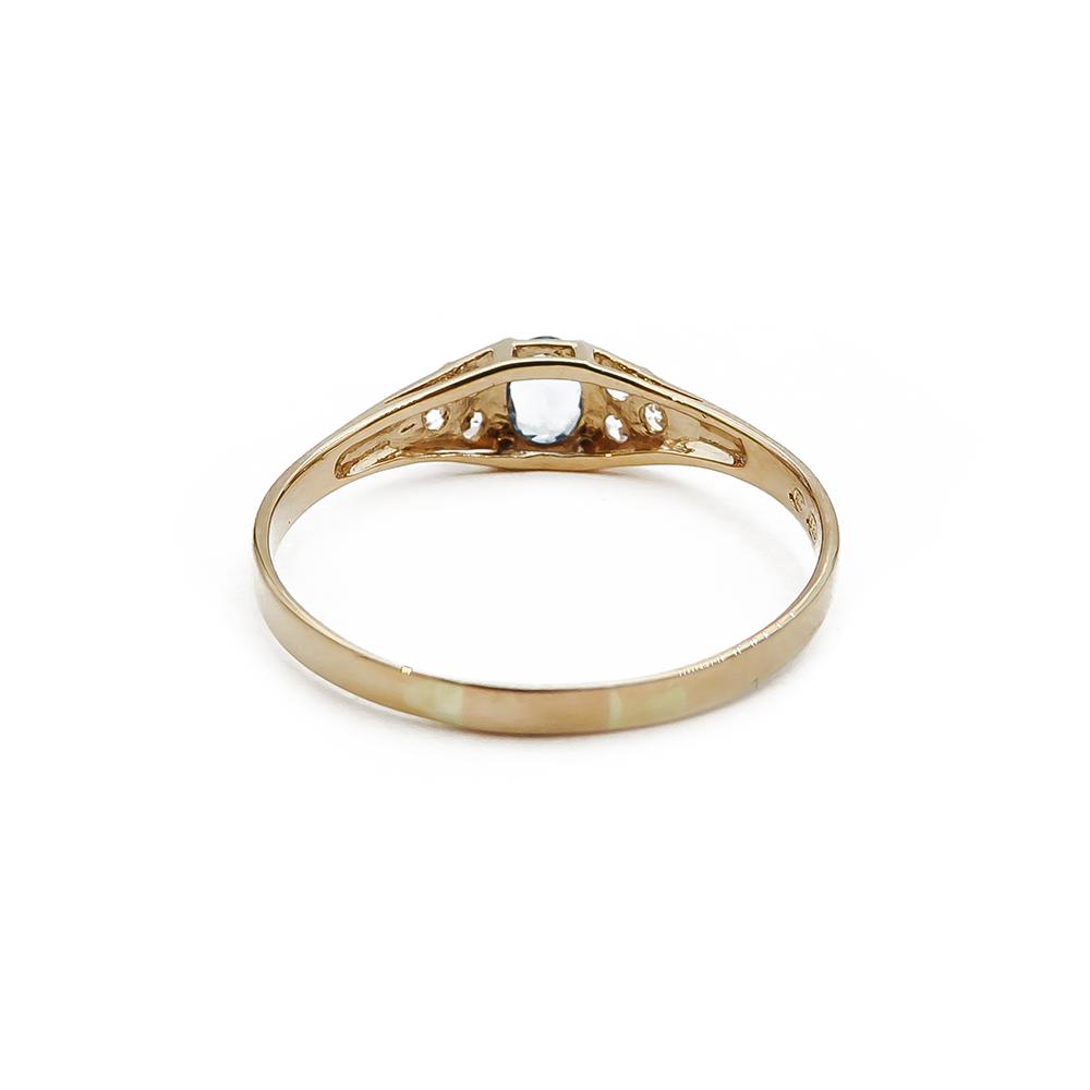 Kultainen sormus zirkoneilla ja sinisellä kivellä 18,75mm RO #2