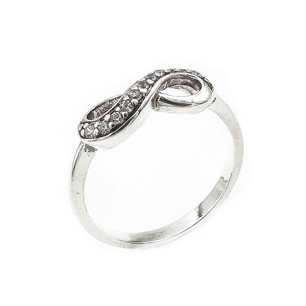 Hopeinen zirkonia sormus halk.19mm #0