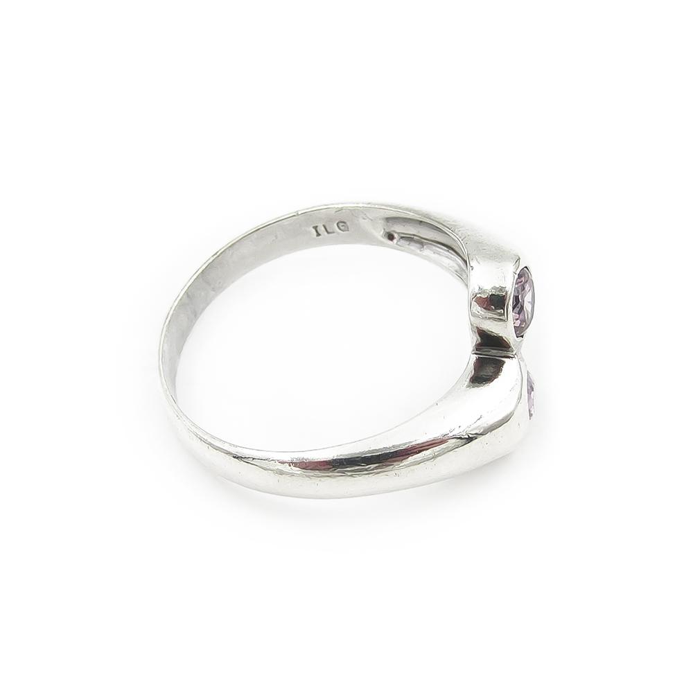 Hopeasormus, vaaleanpunaiset kivet halk.17+ #1