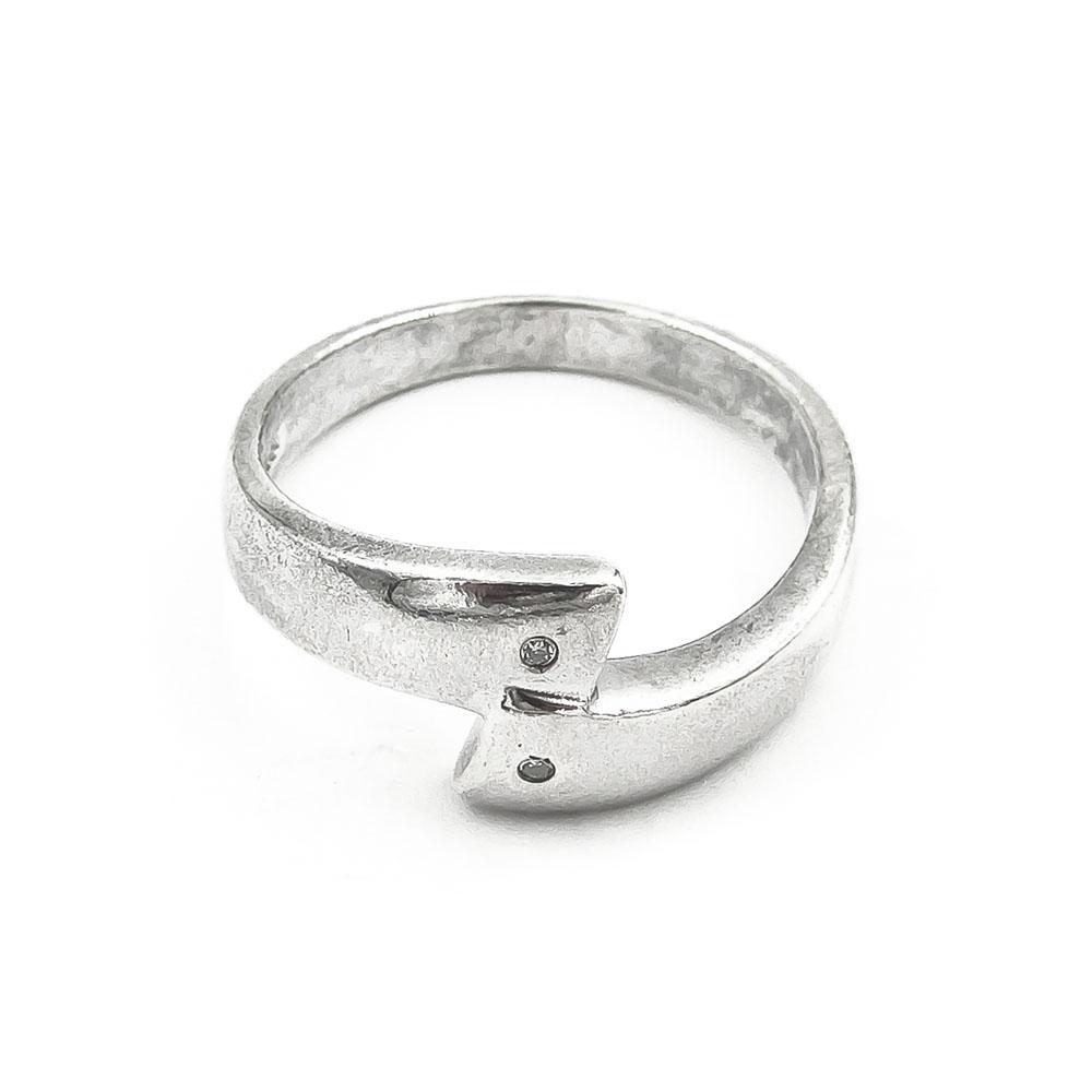 Hopeinen timanttisormus halk.16.5mm #2