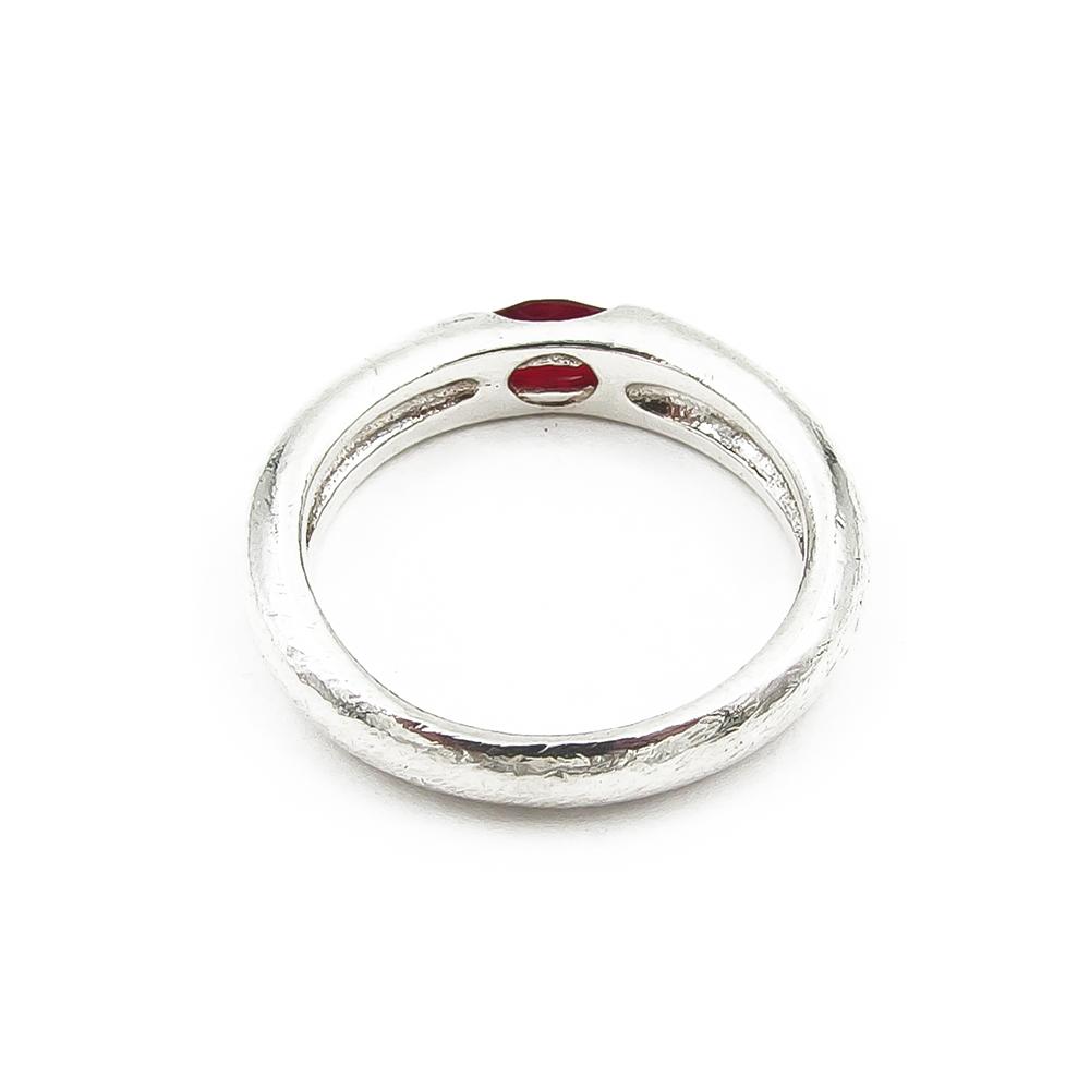 Hopea sormus punaisella kivellä. halk.16.5mm v.1998 #5