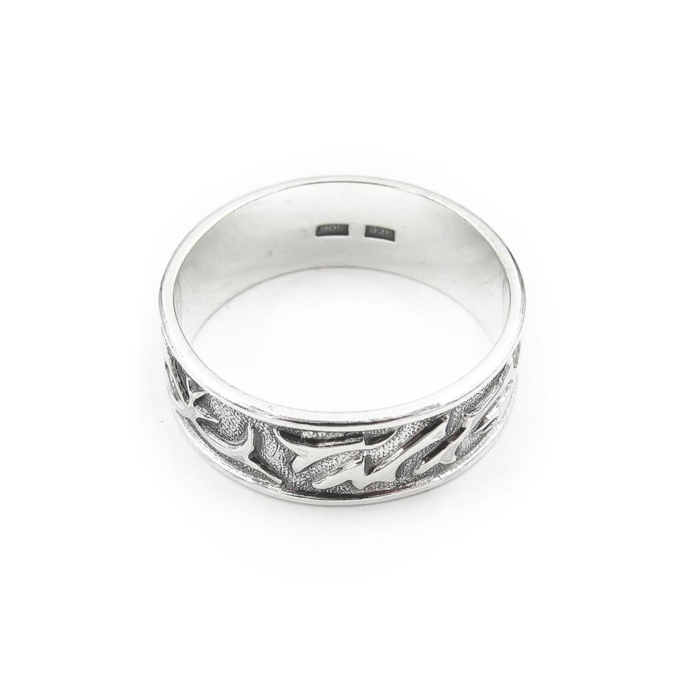 Kuvioitu hopeasormus halk.18.5mm lev.5mm #3