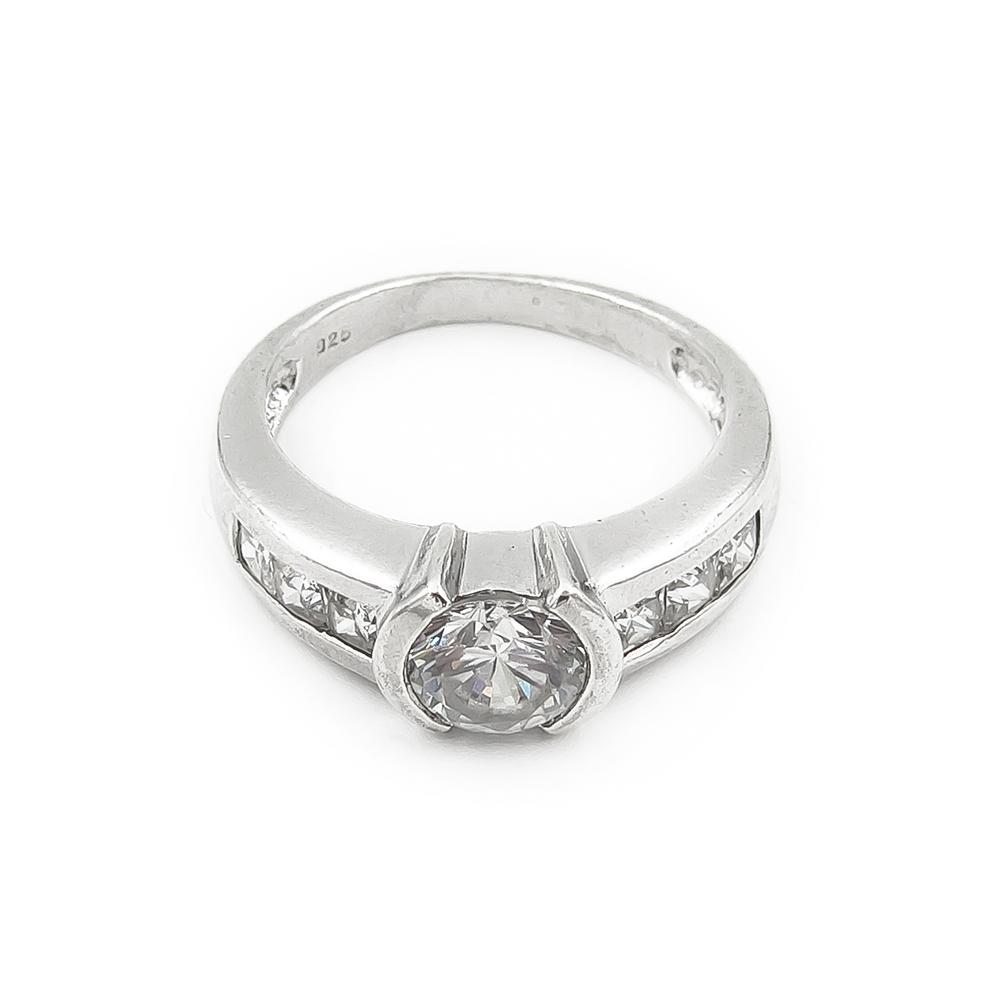 Hopeinen zirkoniasormus halk.16.5mm #3