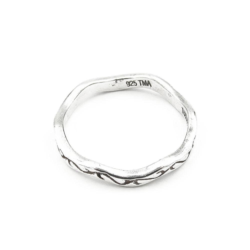 Hopeinen lainesormus halk.19mm #2