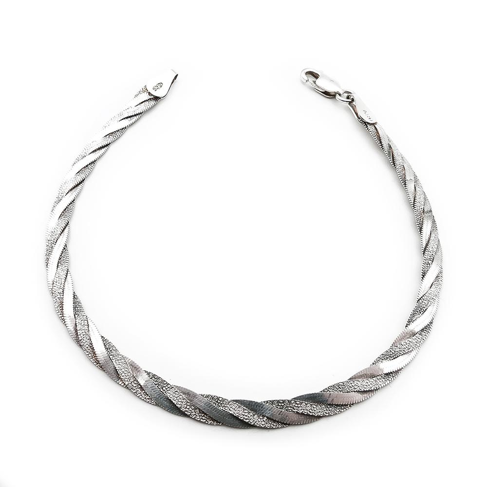 Hopeinen litteä ranneketju 19,5mm lev. 4 #0