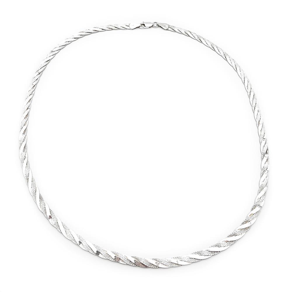 Hopeinen litteä timanttileikattu kaulakoru 44cm lev. 4 mm #0