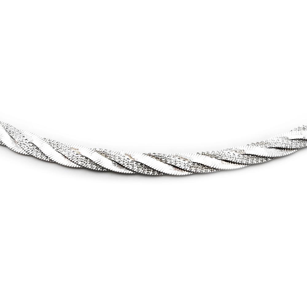 Hopeinen litteä timanttileikattu kaulakoru 44cm lev. 4 mm #1