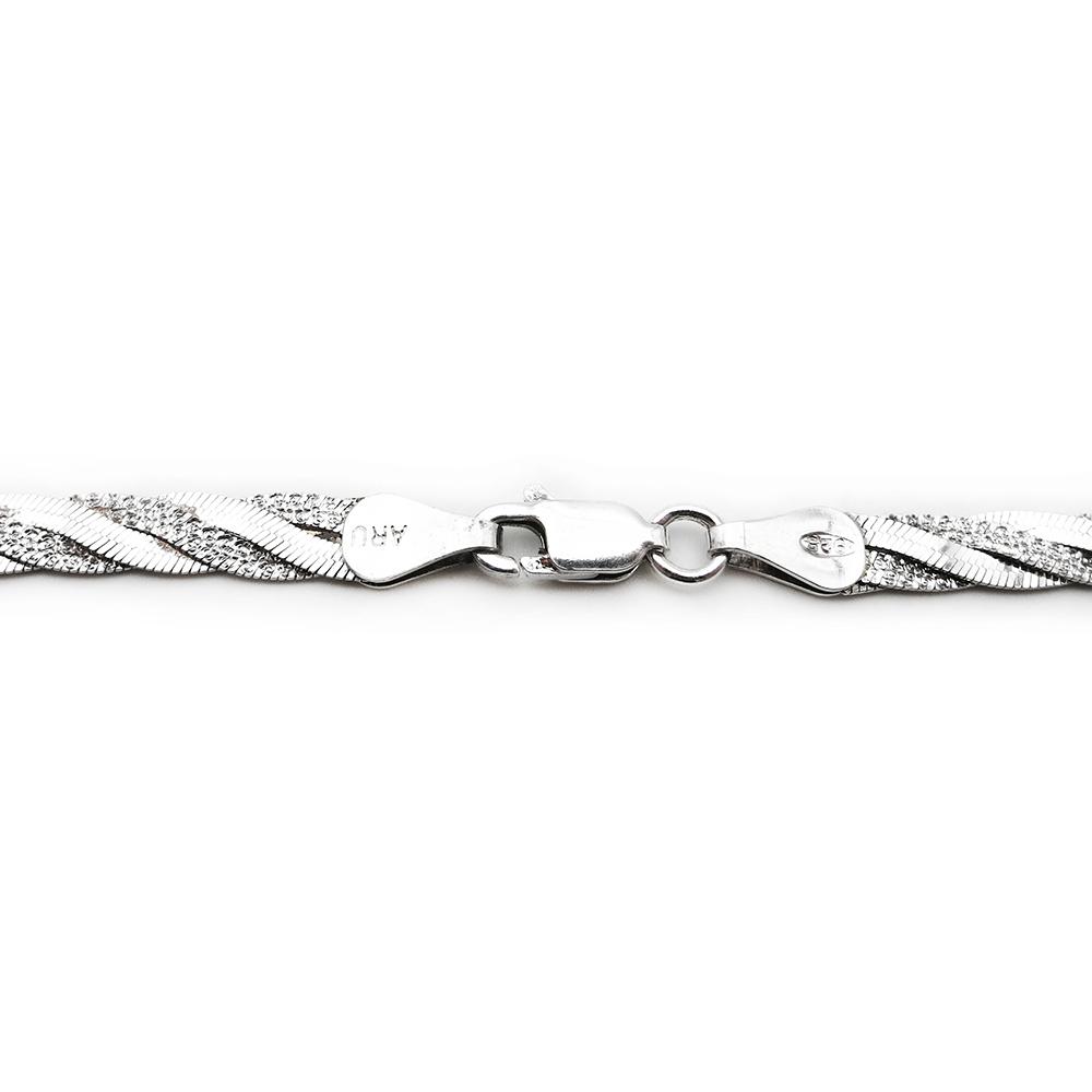 Hopeinen litteä timanttileikattu kaulakoru 44cm lev. 4 mm #2