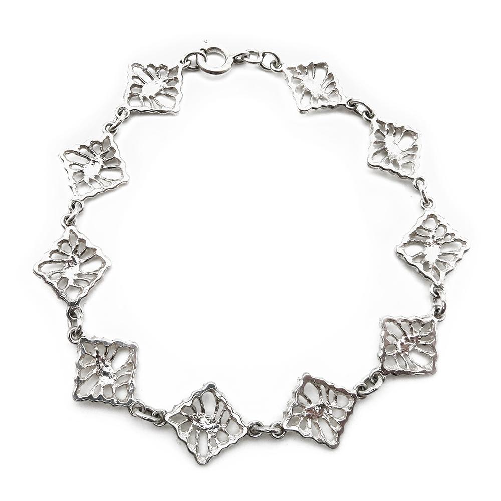 Hopeinen pitsi ranneketju 17cm, lev.11mm #0