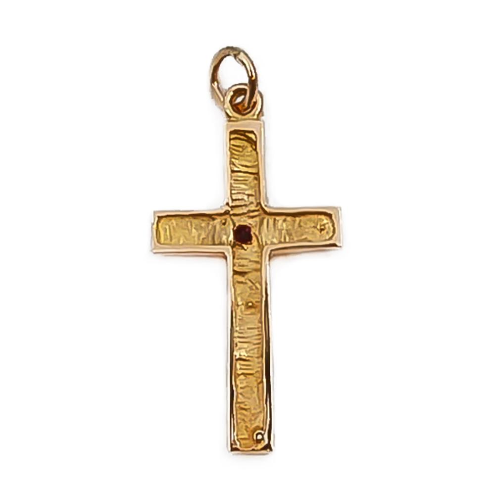 Kultainen Risti punaisella kivellä (skrympattu pinta) #1