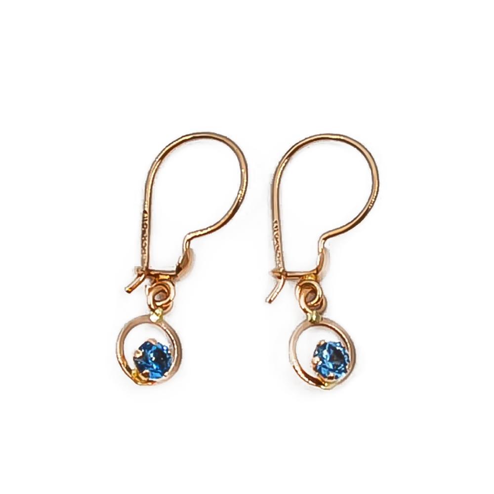 Kultaiset sinisellä kivellä roikkuvat korvakorut #0