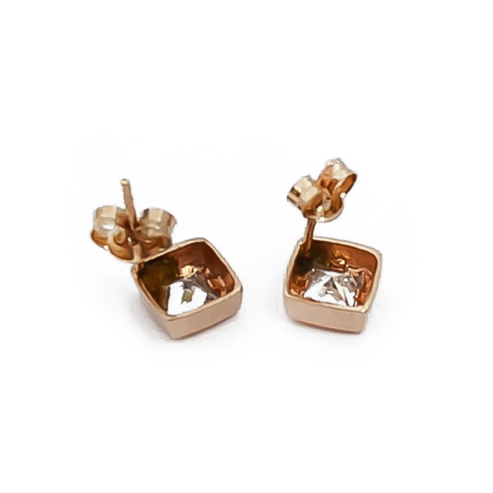 Kultaiset zirkonia neliö korvakorut #1
