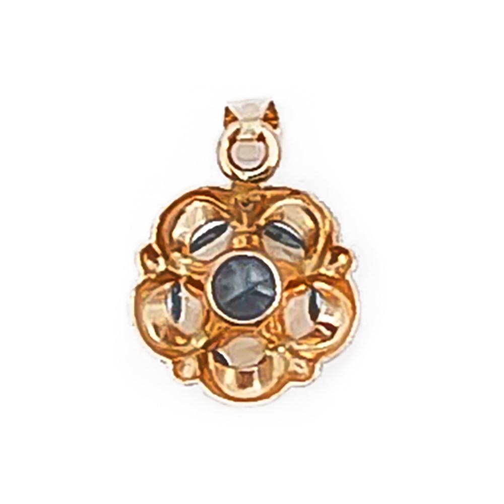 Kultainen Kukka riipus sinisellä kivellä #1