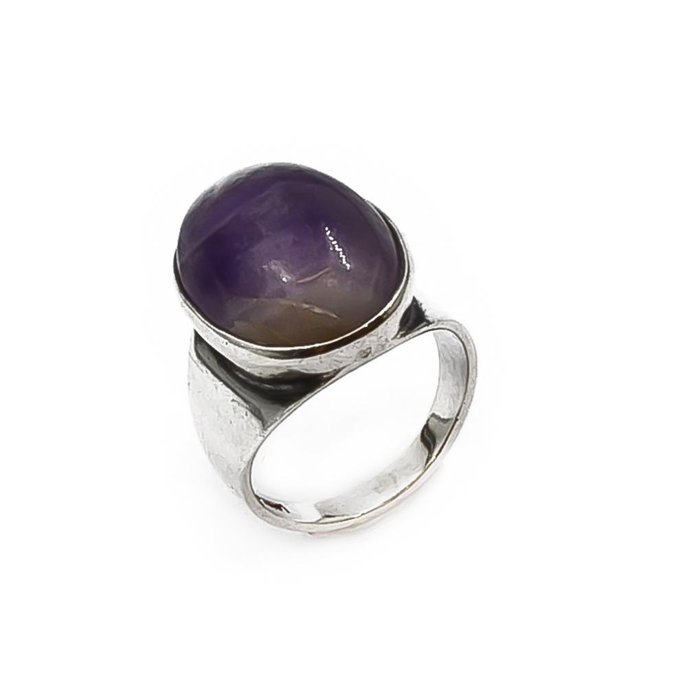 Hopeinen sormus ametisti koko 17- #0