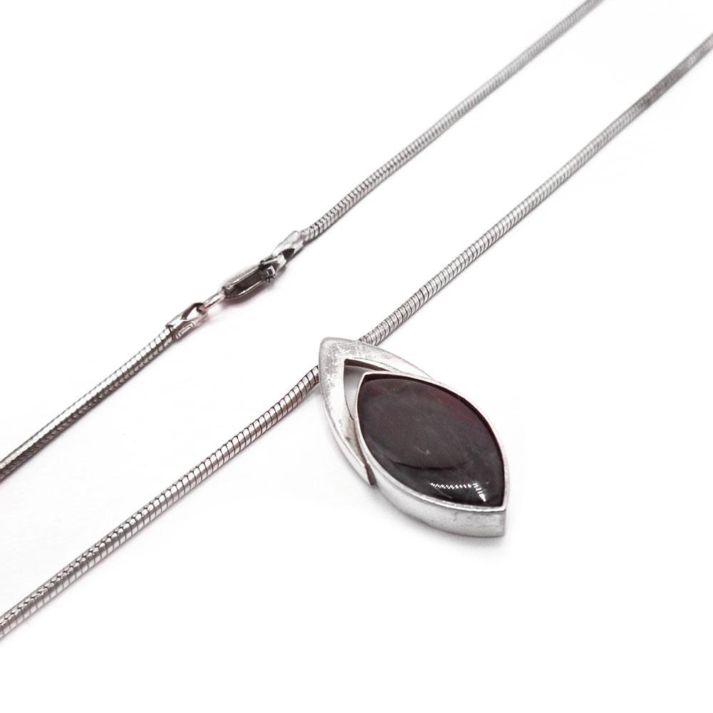 Hopeinen spectroliitti-kaulakoru 45cm #1