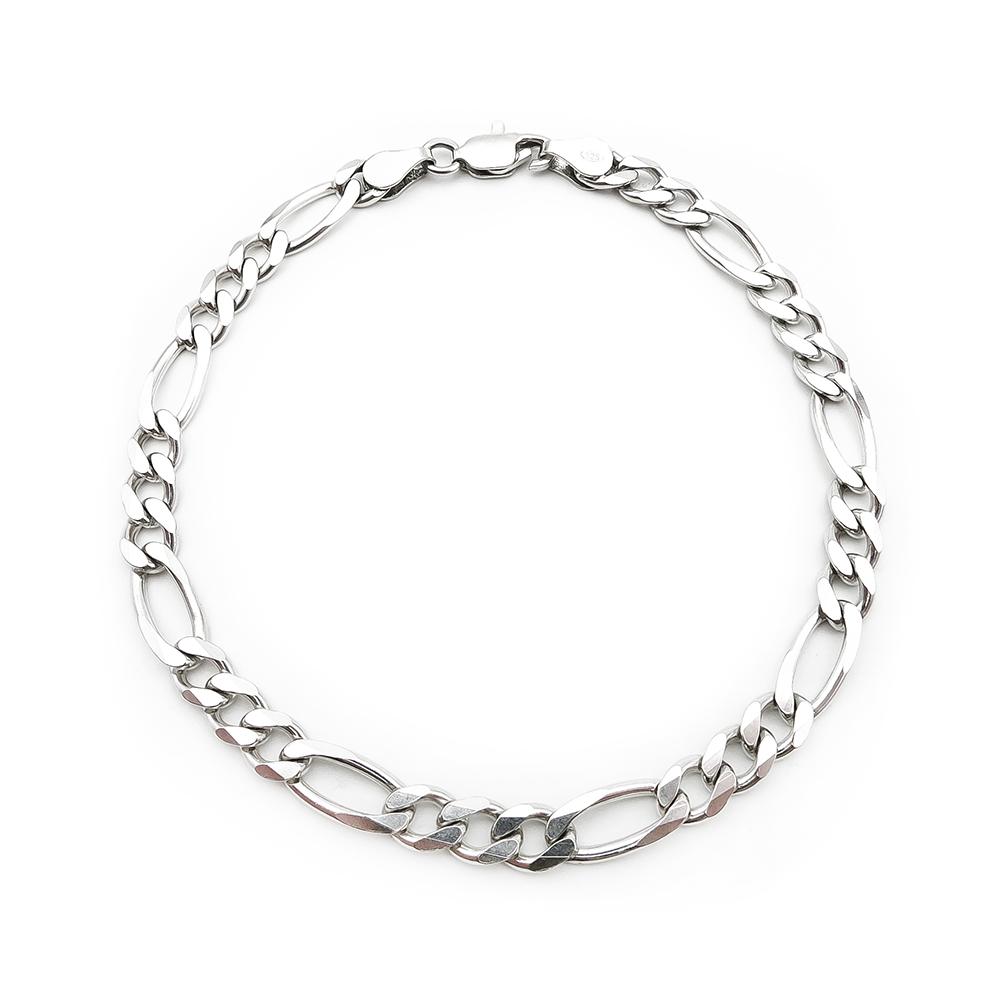 Hopeinen figaro ranneketju  20,5cm lev.5mm #0