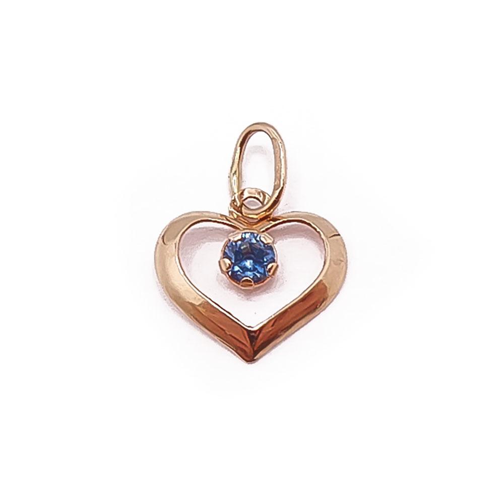 Kultainen sydänriipus sininen kivi #0