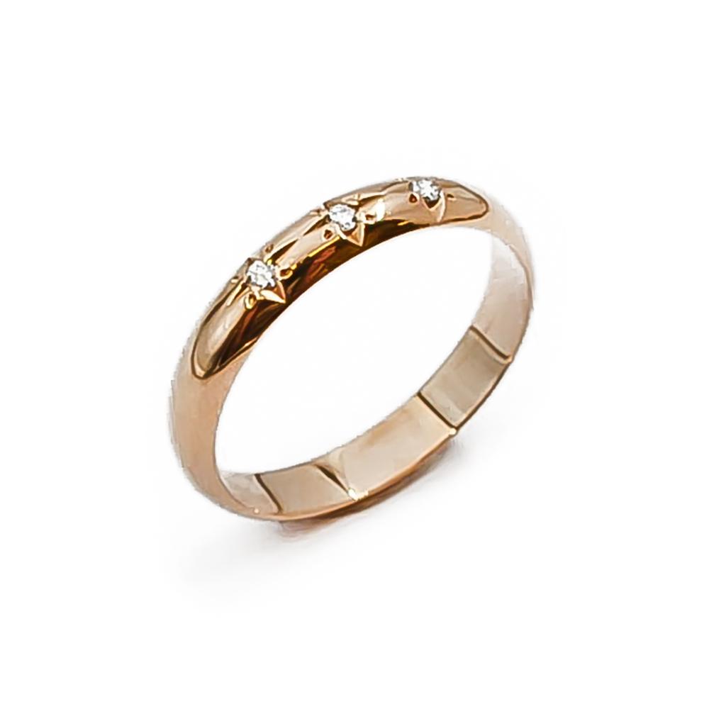 Kultainen Tähti-istutettu timanttisormus koko 18.5 3 x 0.02ct #0